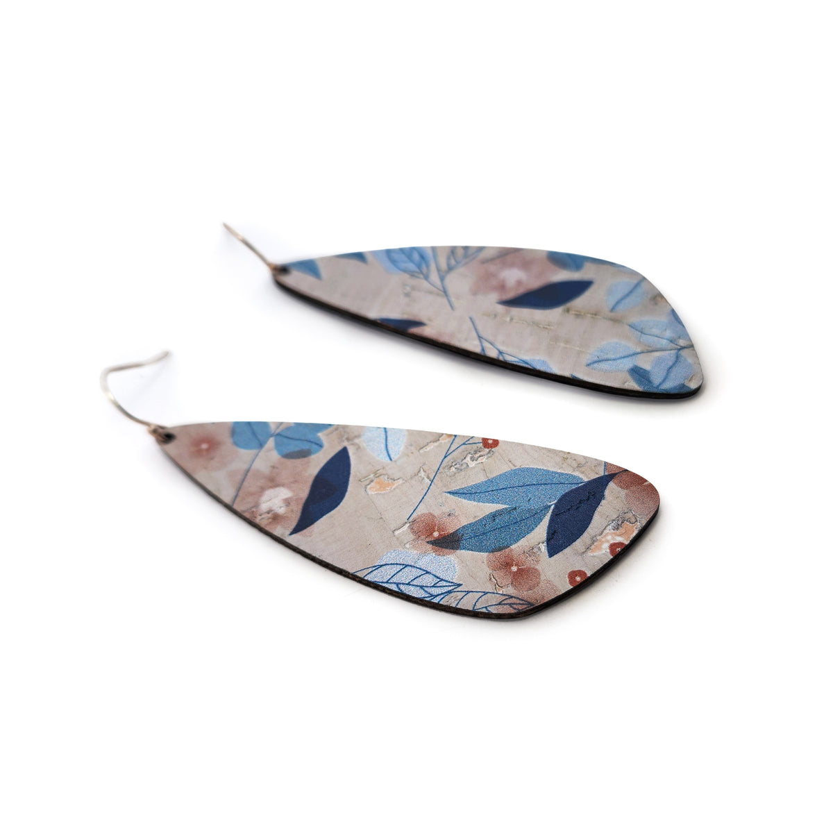 Large Leafy Cork Wing Earrings