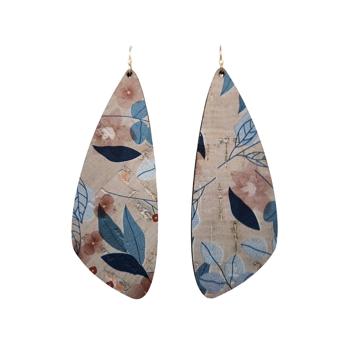 Large Leafy Cork Wing Earrings