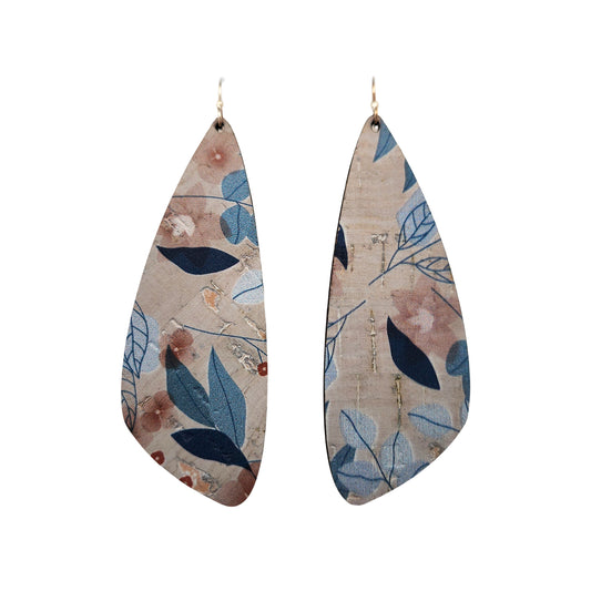 Large Leafy Cork Wing Earrings