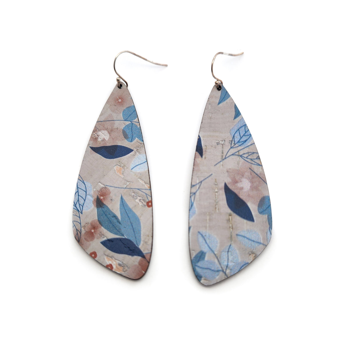 Large Leafy Cork Wing Earrings