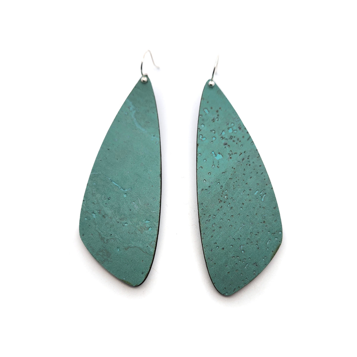 Large Teal Cork Wing Earrings