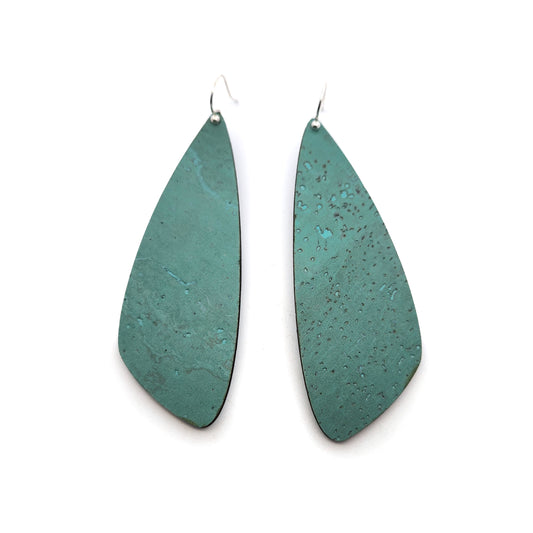 Large Teal Cork Wing Earrings
