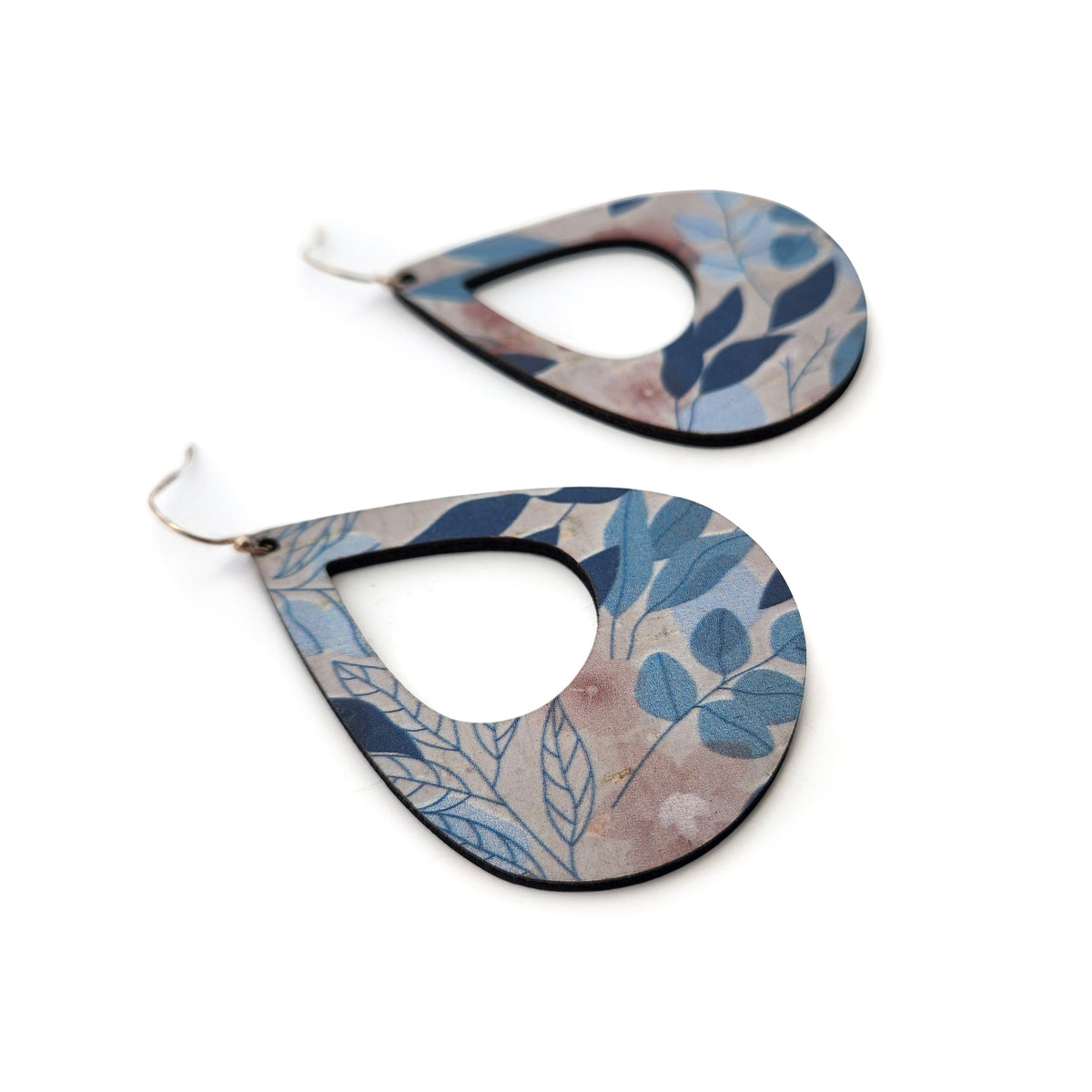 Large Cork Leafy Teardrop Earrings