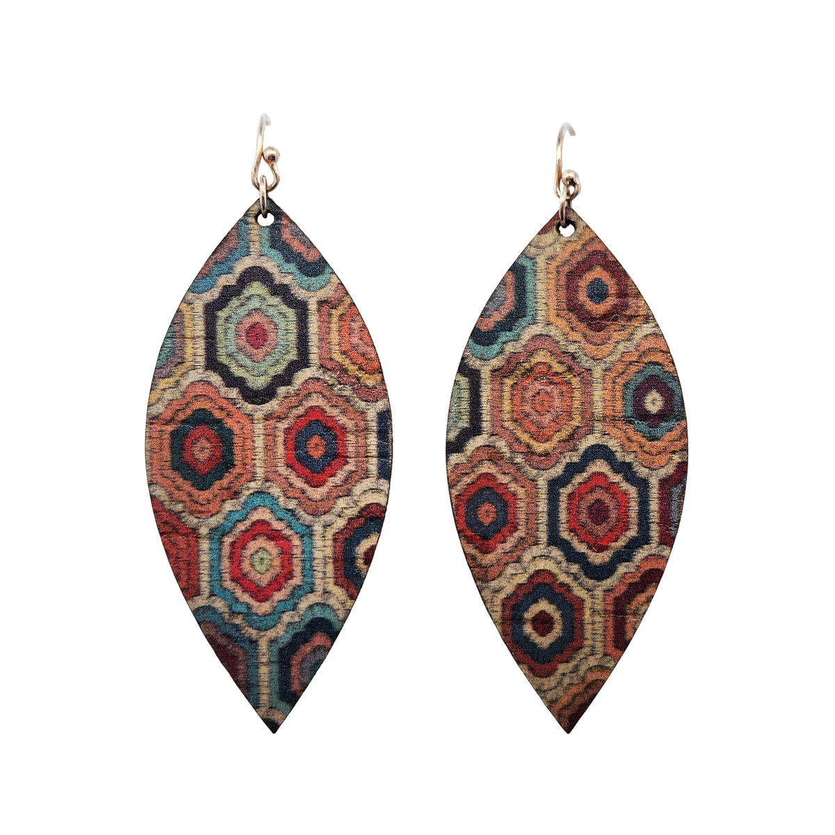 Large Pattered Leaf Cork Earrings