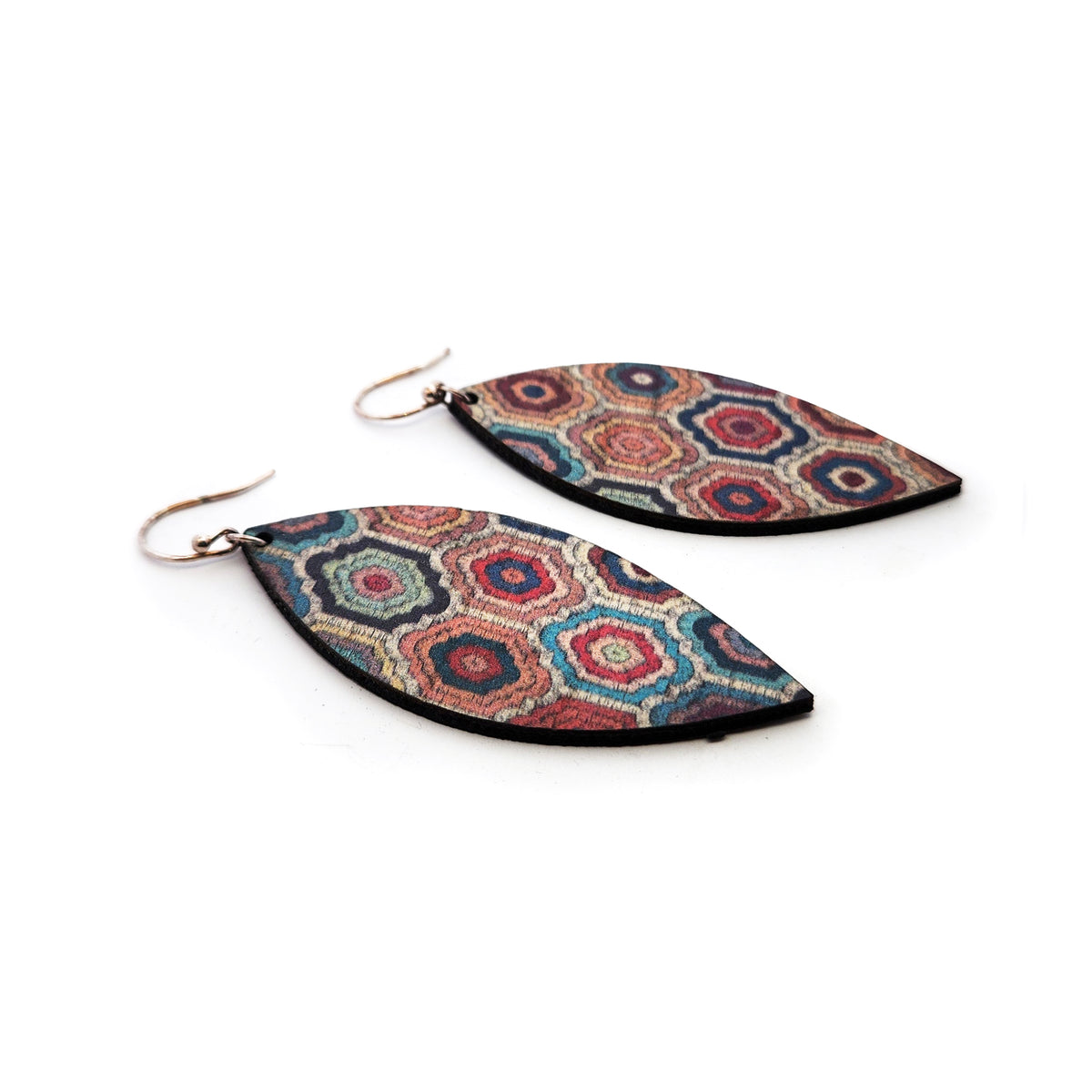 Large Pattered Leaf Cork Earrings