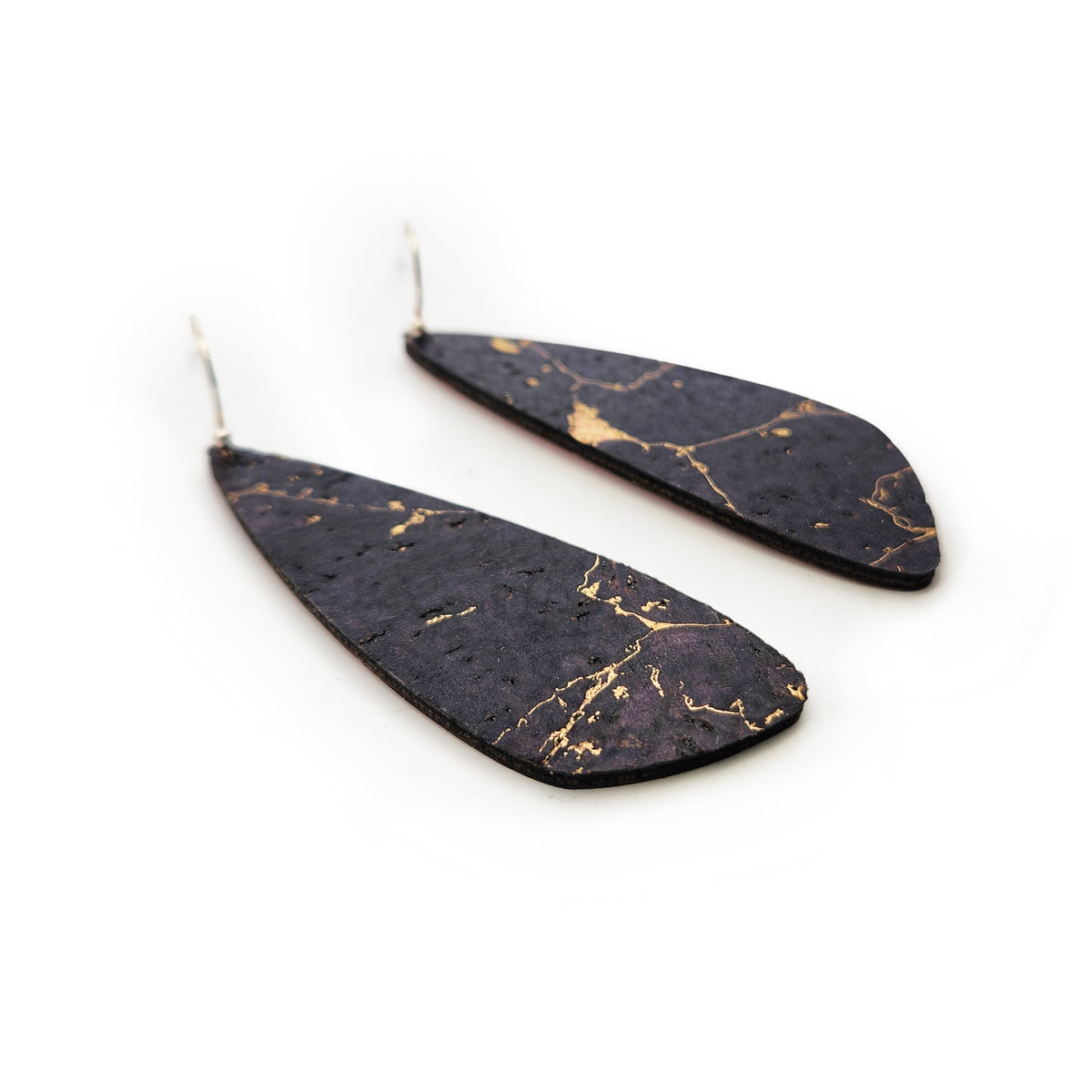 Medium Black Cork Wing Earrings