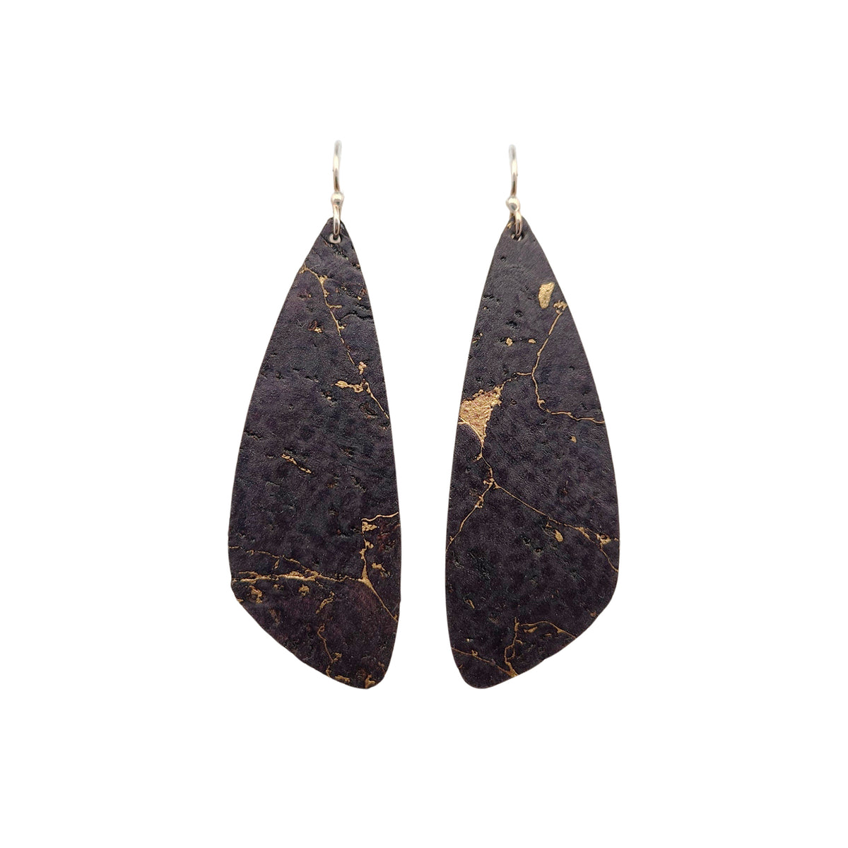Medium Black Cork Wing Earrings