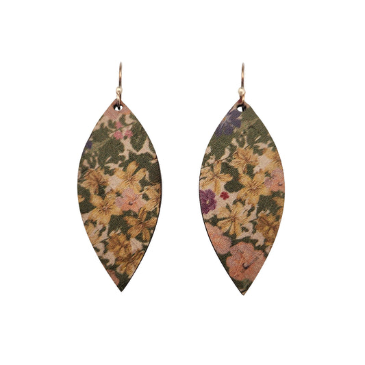 Medium Floral Leaf Cork Earrings