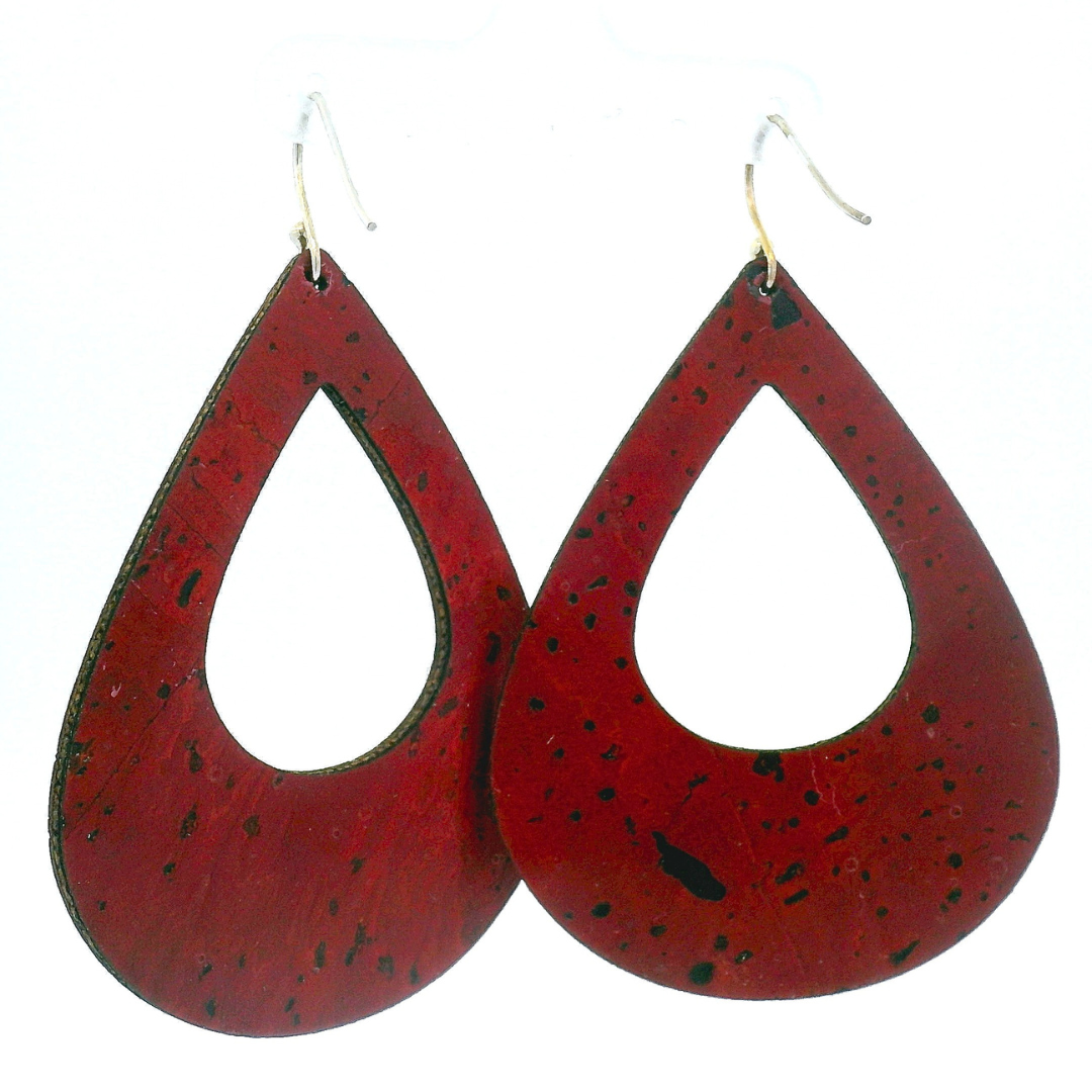 Large Teardrop Floral Cork Earrings