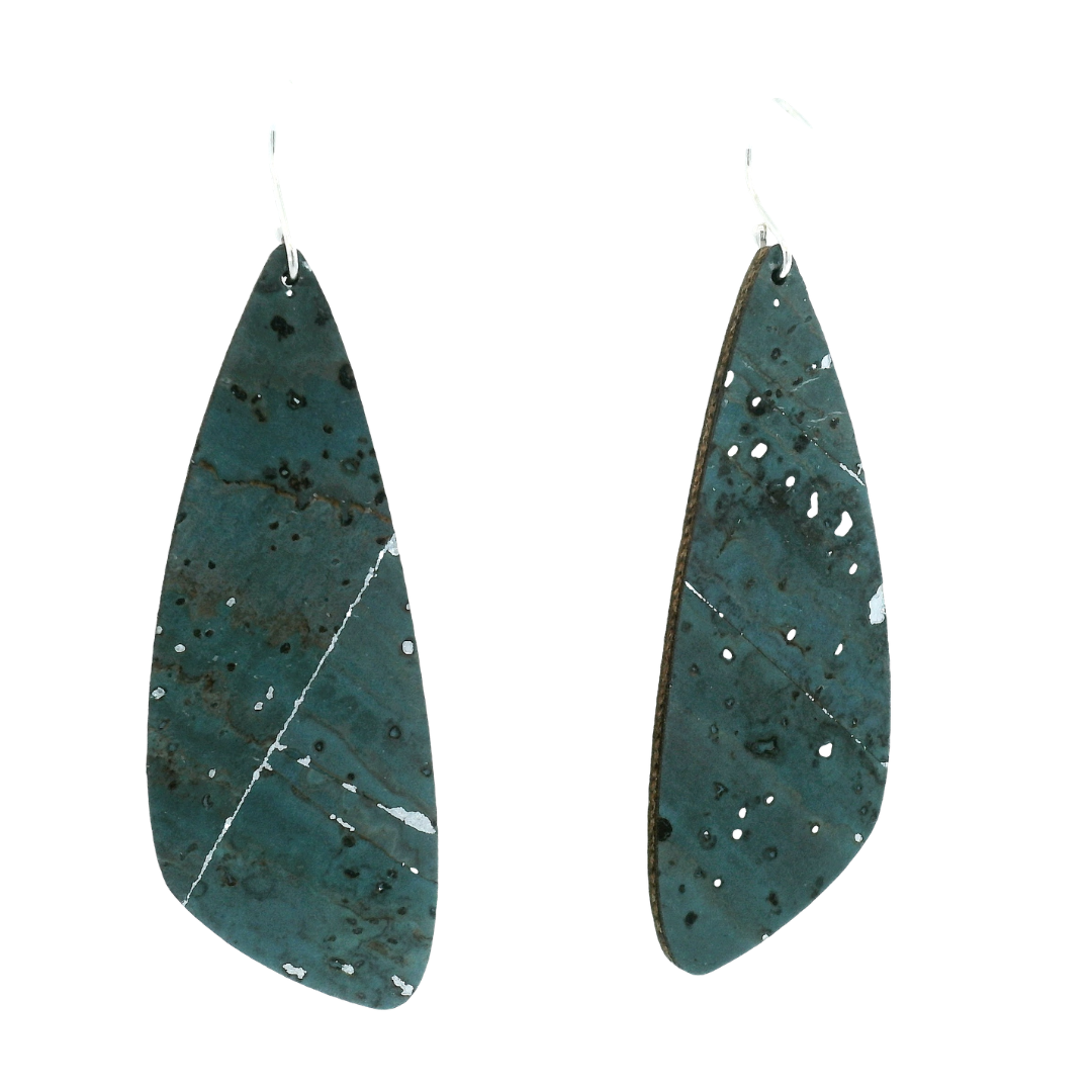 Small Pink Herringbone Wing Cork Earrings