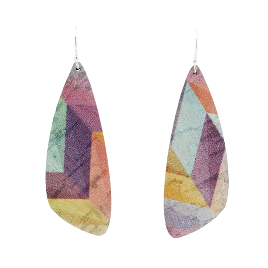 Small Pink Herringbone Wing Cork Earrings