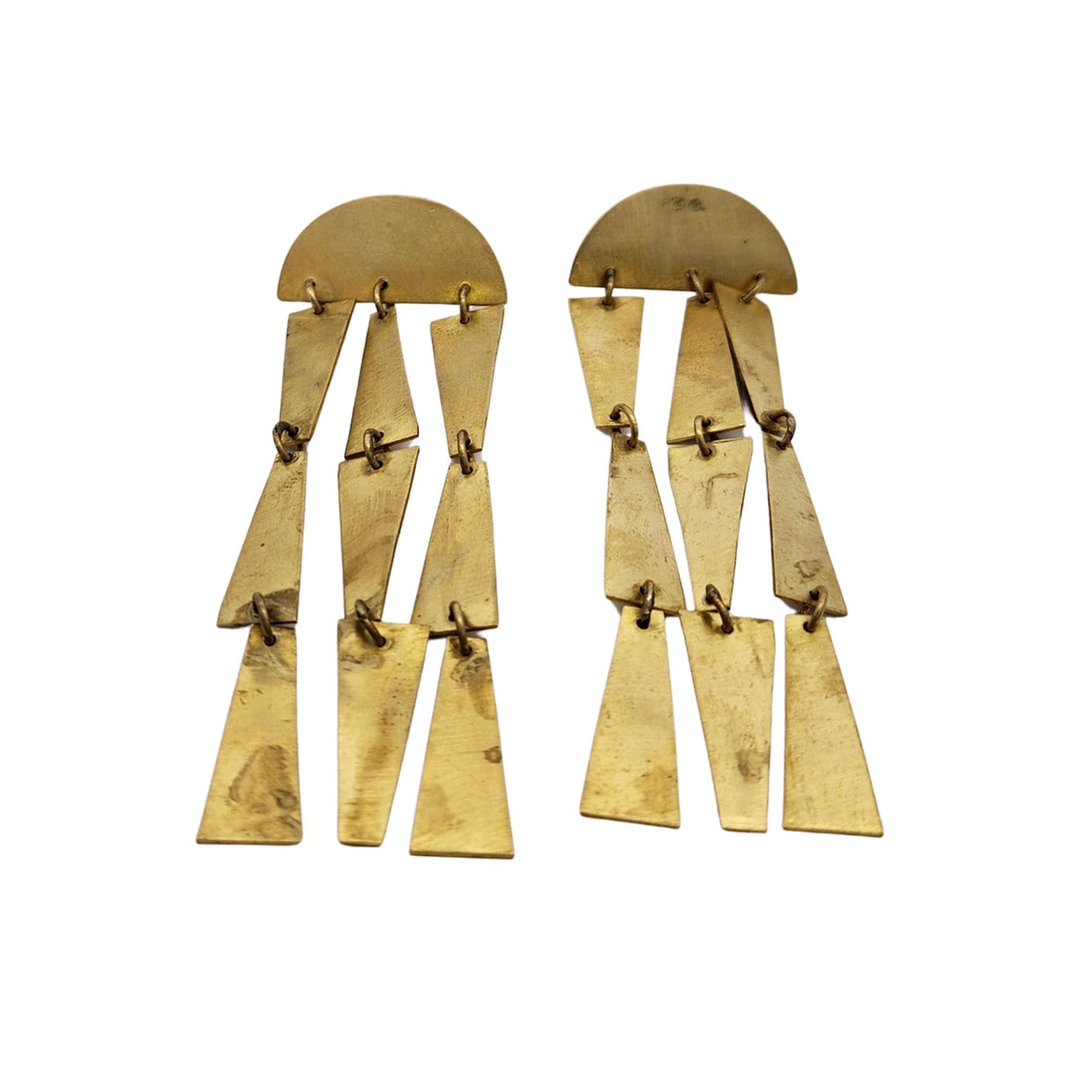 Brass Arch Long Dangle Earrings