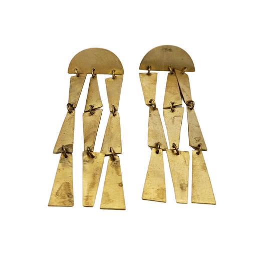 Brass Arch Long Dangle Earrings