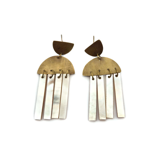 Brass Arch & Mother of Pearl Earrings