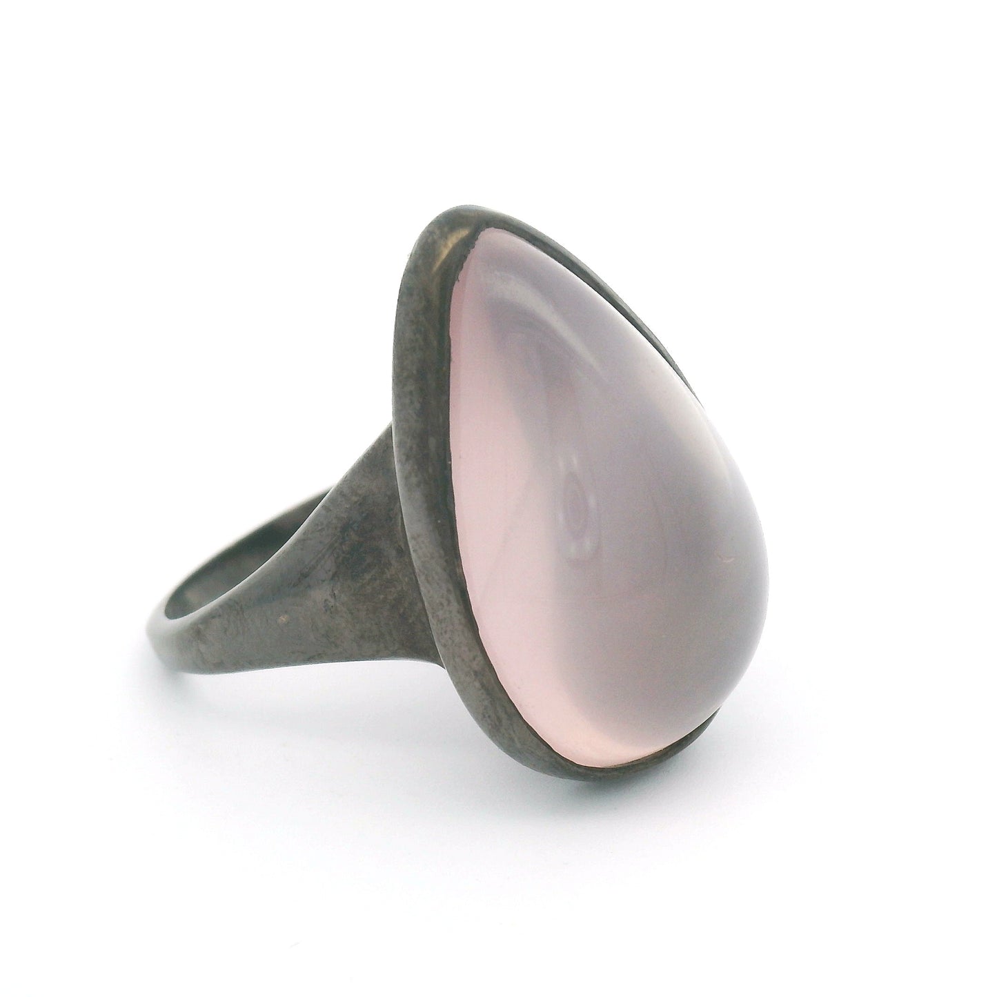 Oval Cabochon Rose Quartz Solitaire Ring