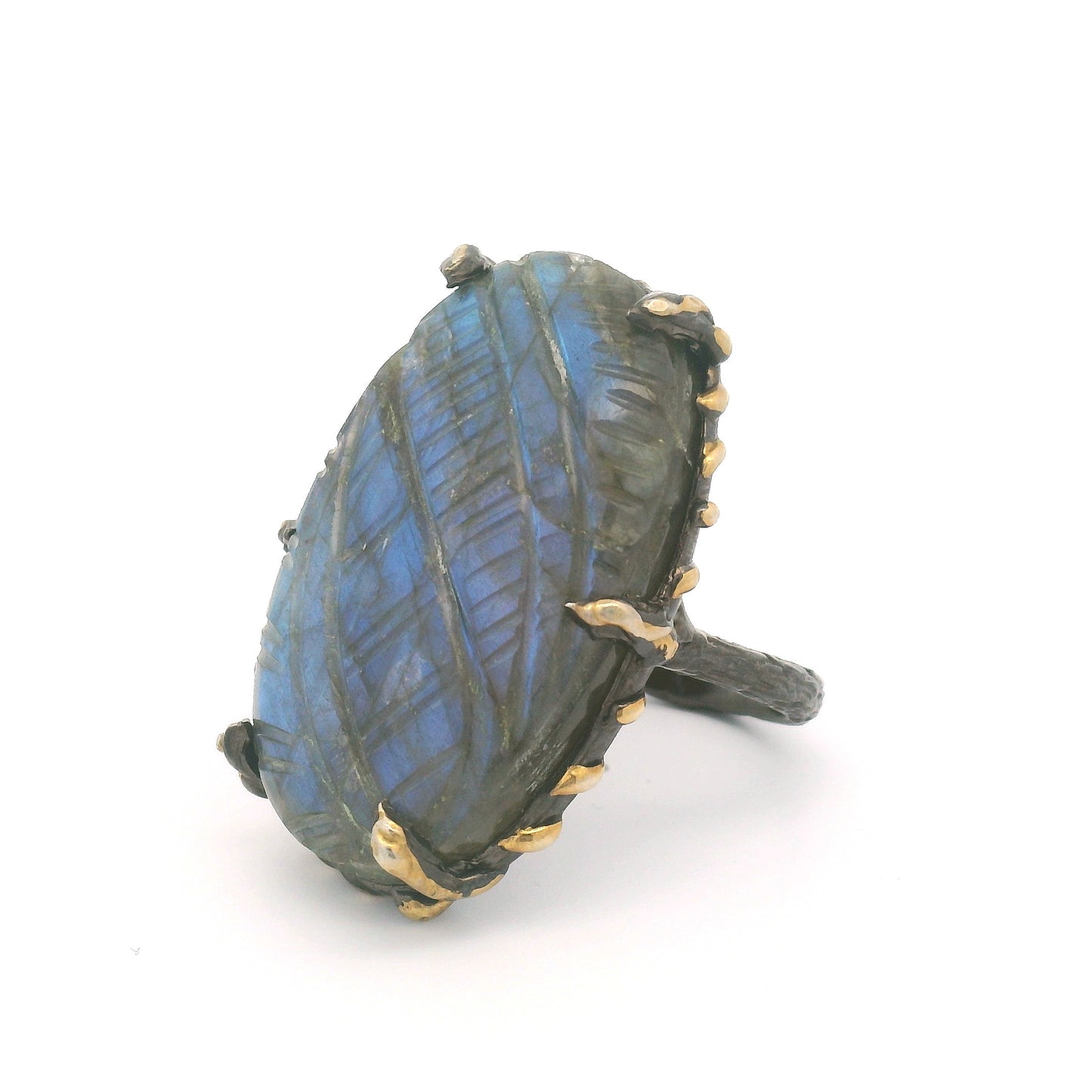 Organic Hand-Sculpted Labradorite Cocktail Ring