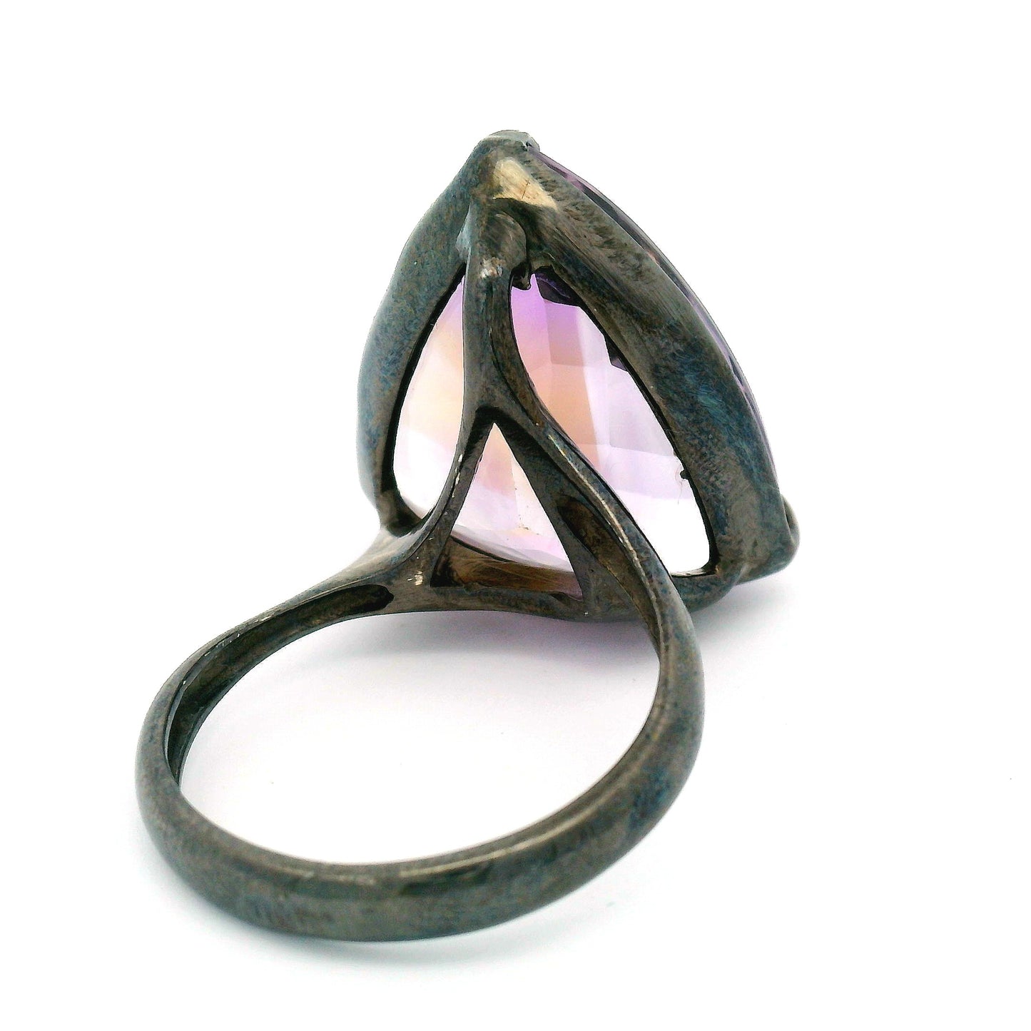 Brilliant-Cut Ametrine Trilogy Solitaire Ring