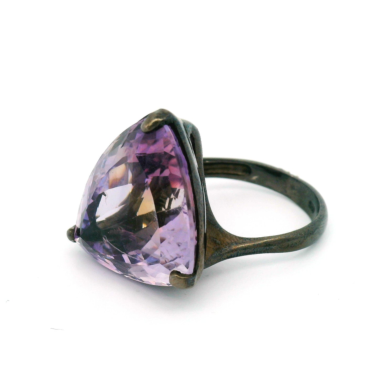 Brilliant-Cut Ametrine Trilogy Solitaire Ring