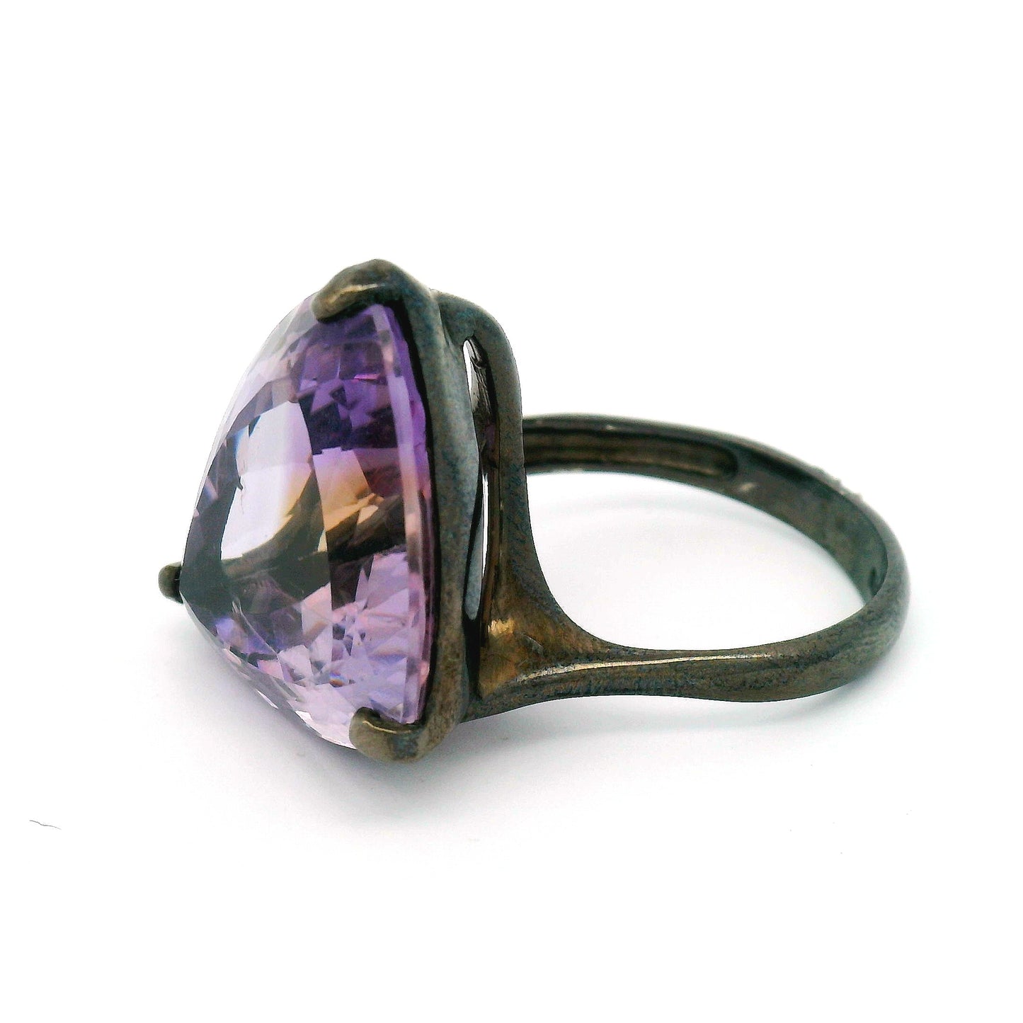 Brilliant-Cut Ametrine Trilogy Solitaire Ring