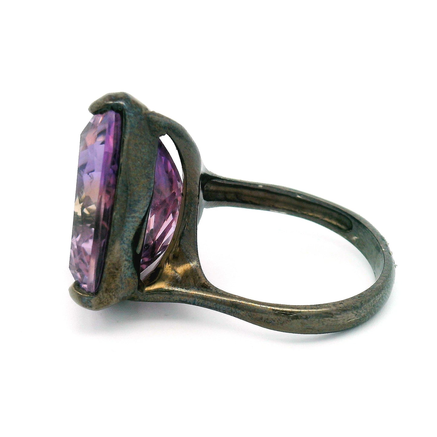 Brilliant-Cut Ametrine Trilogy Solitaire Ring