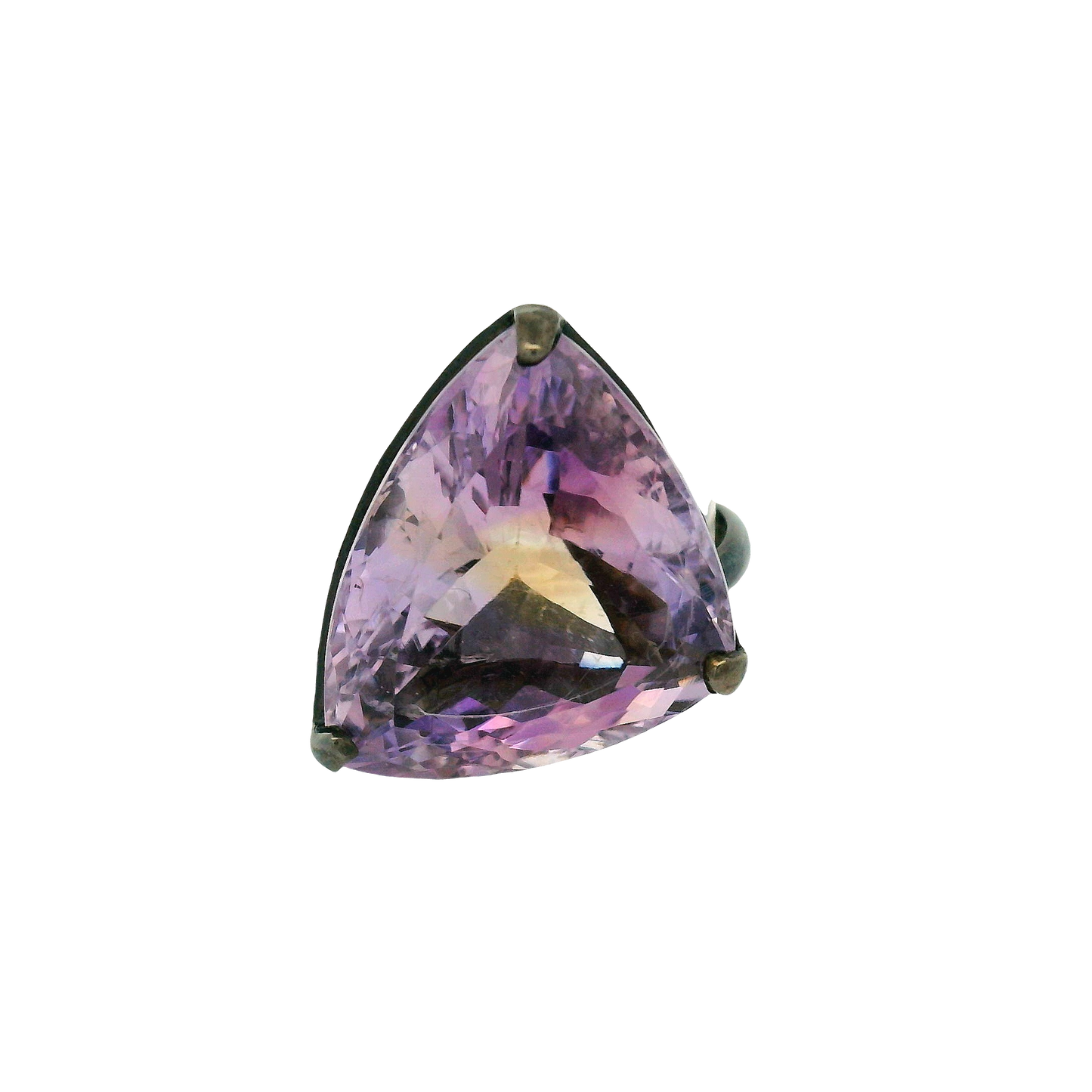 Brilliant-Cut Ametrine Trilogy Solitaire Ring