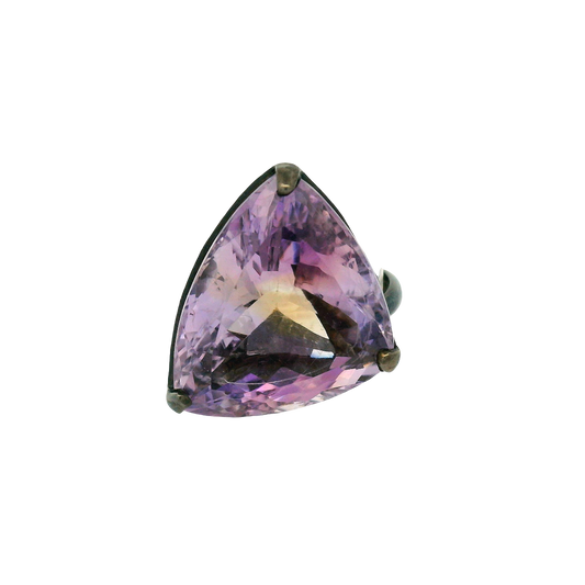 Brilliant-Cut Ametrine Trilogy Solitaire Ring