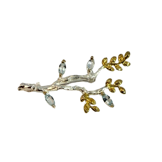 Sterling Silver and Blue Topaz Branch Brooch