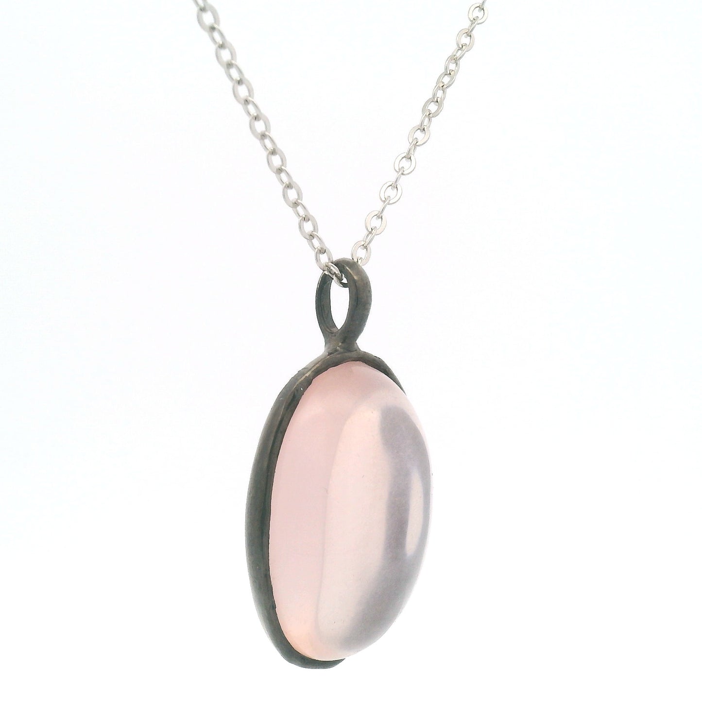 Oval Rose Quartz Cabochon Pendant