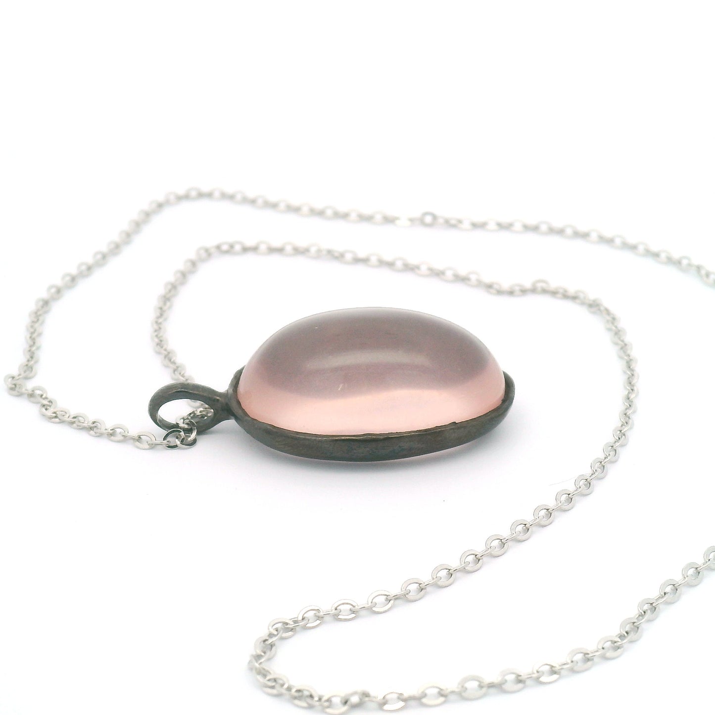 Oval Rose Quartz Cabochon Pendant