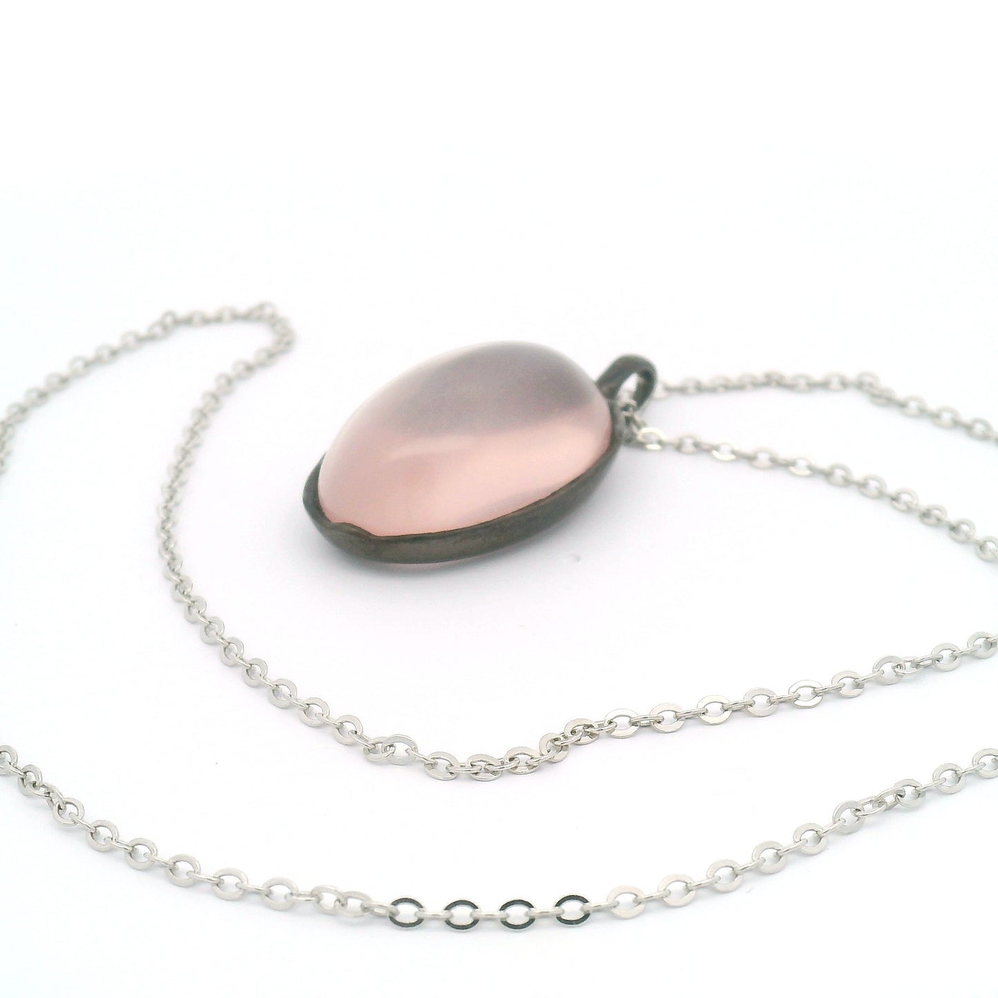 Oval Rose Quartz Cabochon Pendant