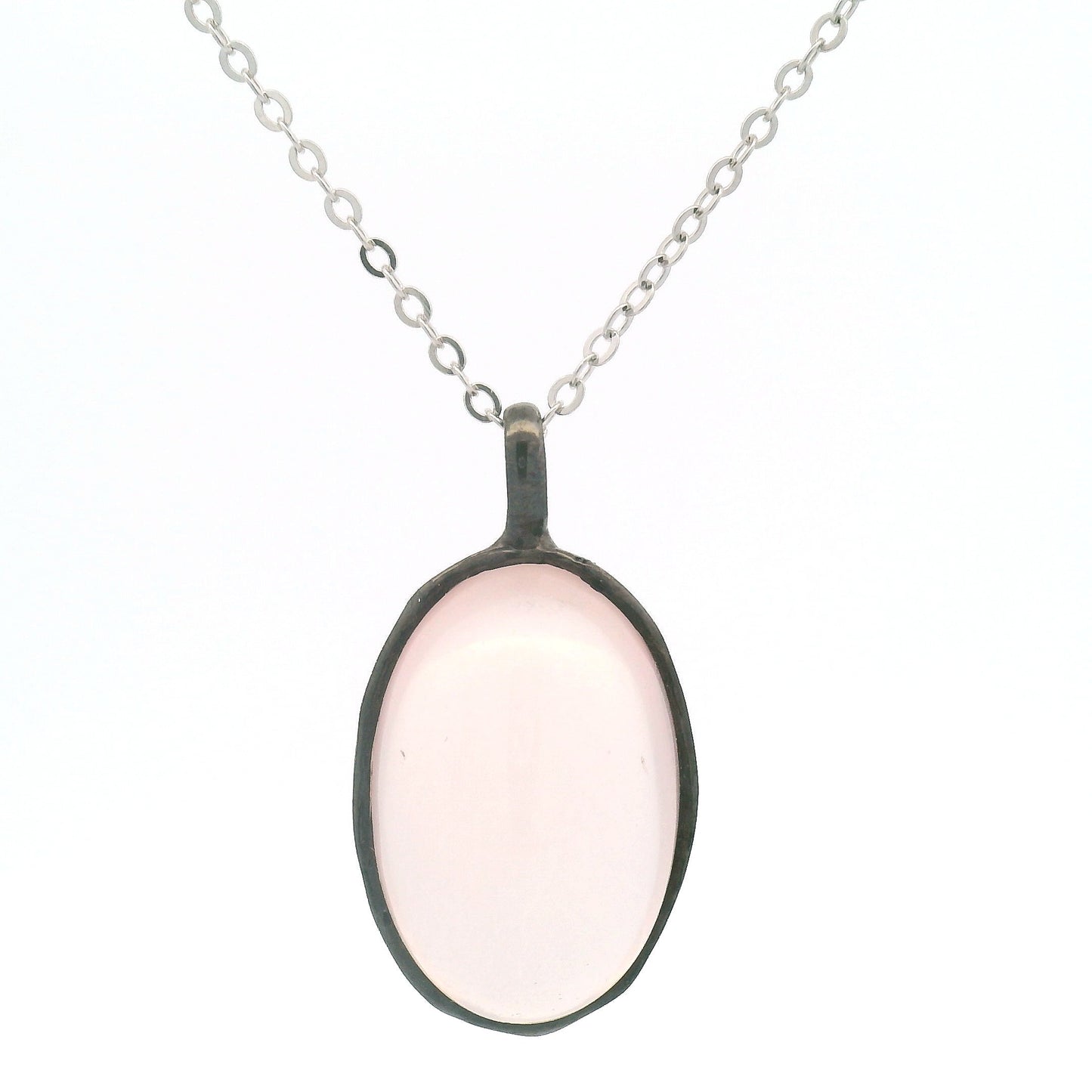 Oval Rose Quartz Cabochon Pendant