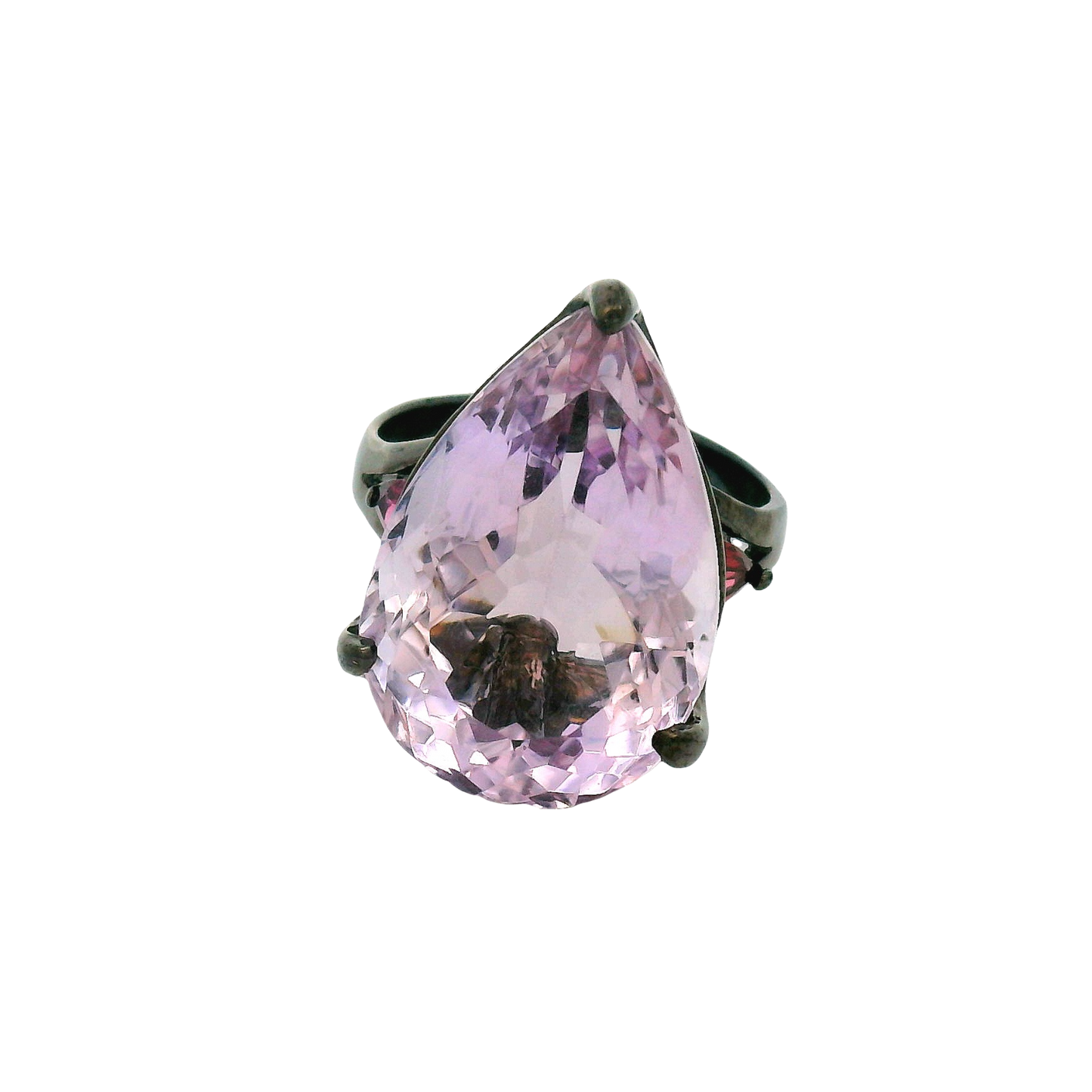Rhodium Silver Amethyst Garnet Ring