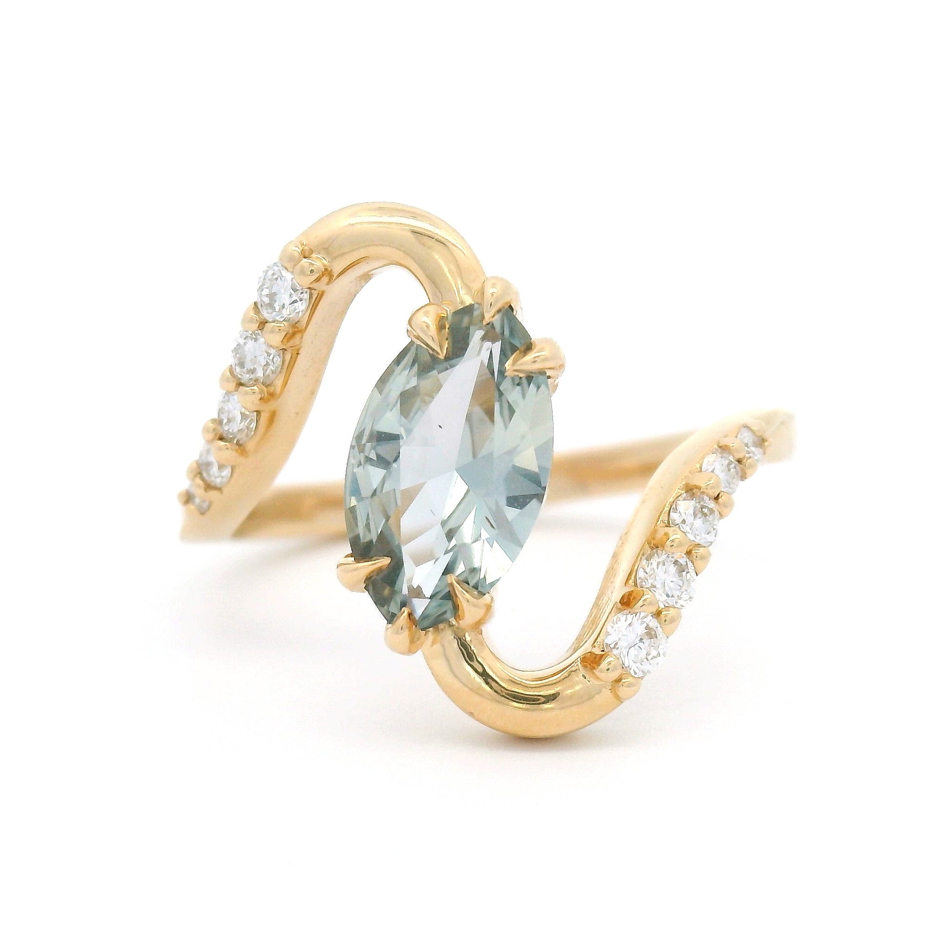 14k Yellow Engagement Ring with Natural 1.16ct Purple/Blue Sapphire and Accent Lab Diamonds