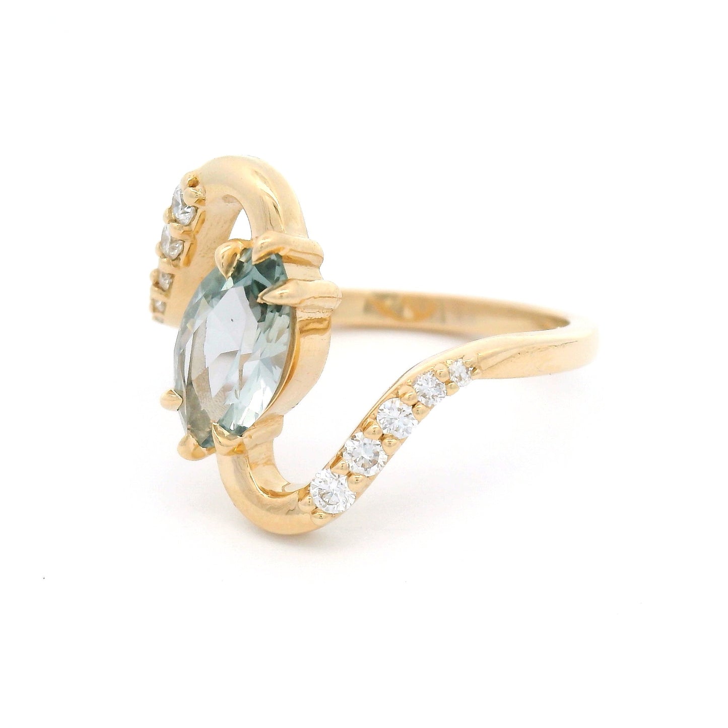 14k Yellow Engagement Ring with Natural 1.16ct Purple/Blue Sapphire and Accent Lab Diamonds