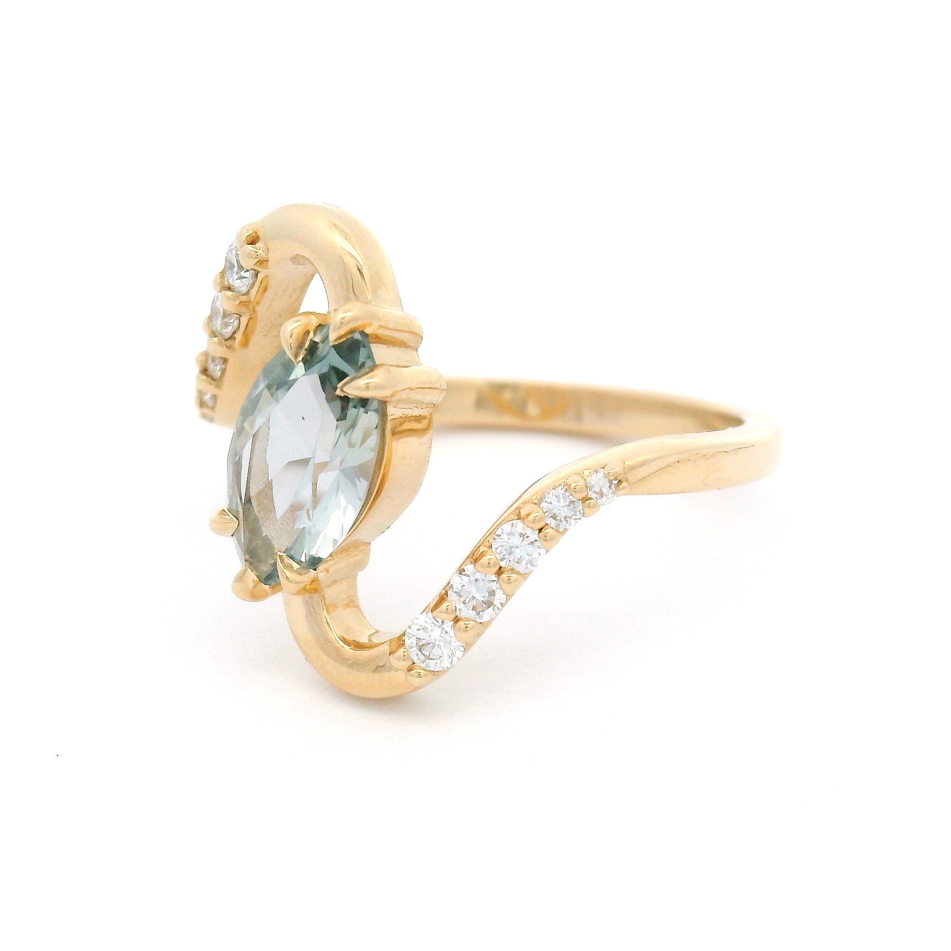 14k Yellow Engagement Ring with Natural 1.16ct Purple/Blue Sapphire and Accent Lab Diamonds