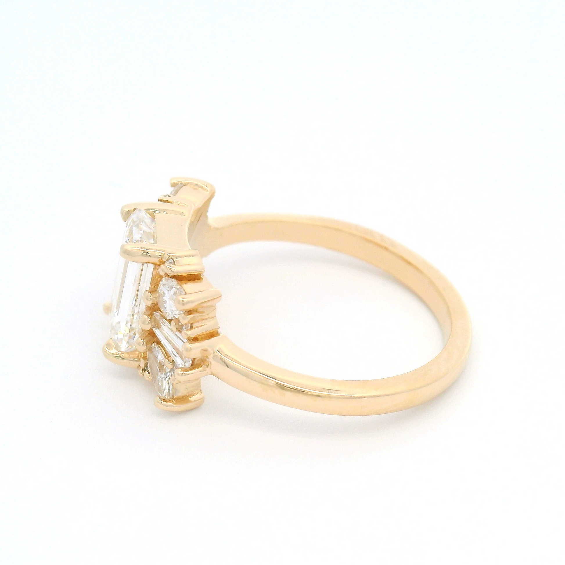 14k Yellow Engagement Ring with 1.42ct Emerald-Cut Lab Grown Diamond and Accent Lab Diamonds