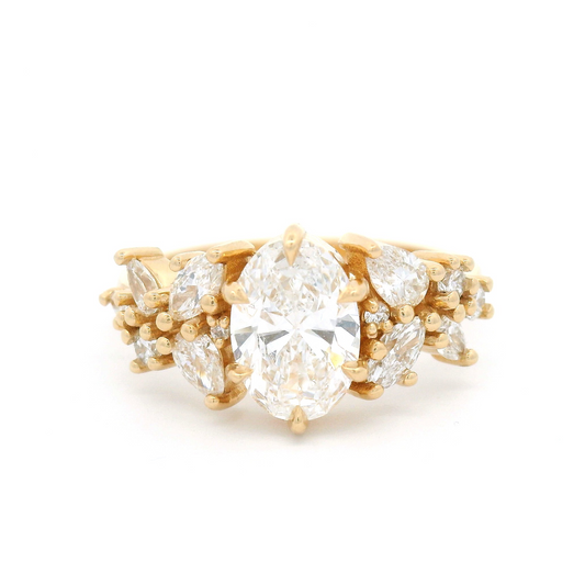 14k Yellow Engagement Ring with 1.23ct Oval Lab Grown Diamond and Accent Lab Diamonds