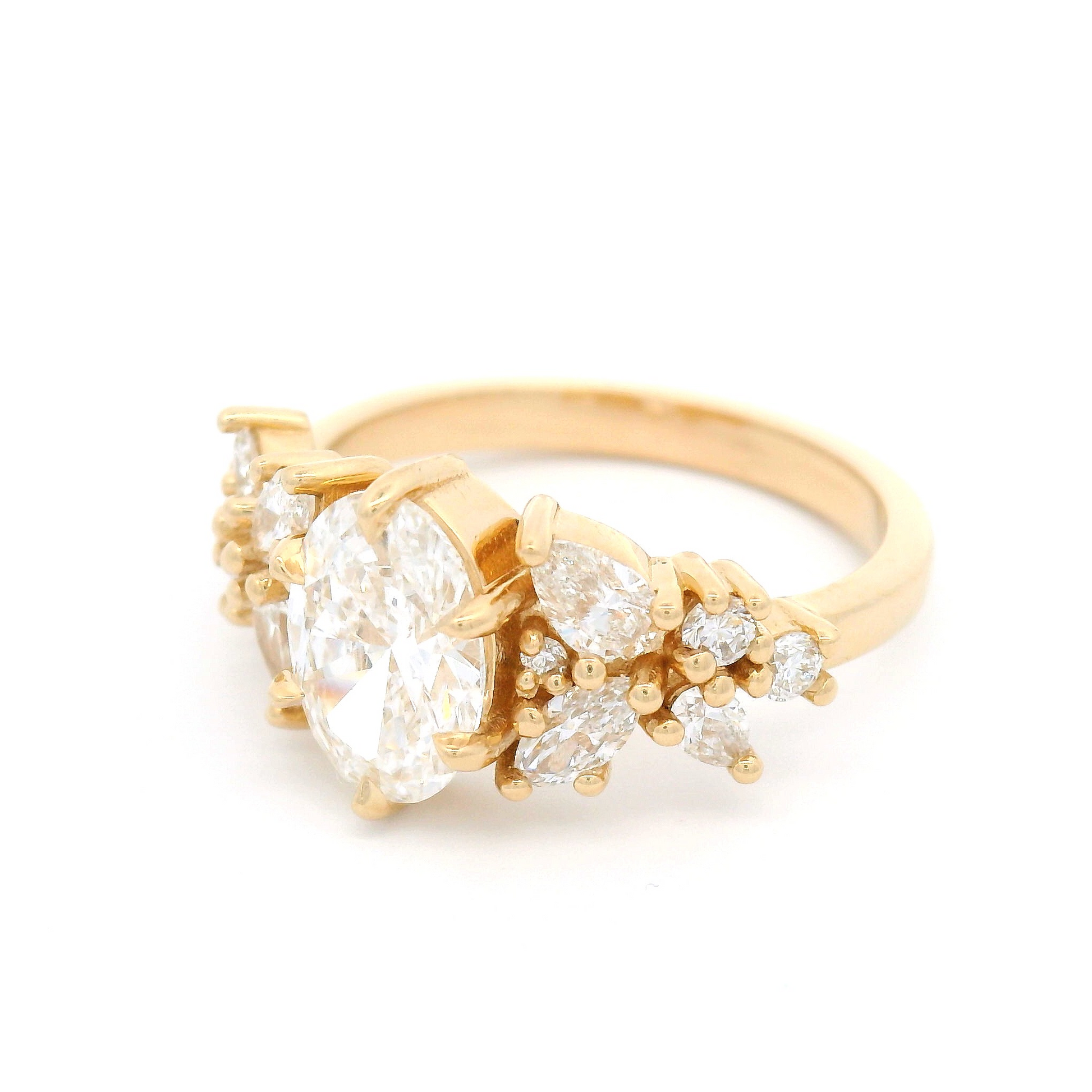 14k Yellow Engagement Ring with 1.23ct Oval Lab Grown Diamond and Accent Lab Diamonds