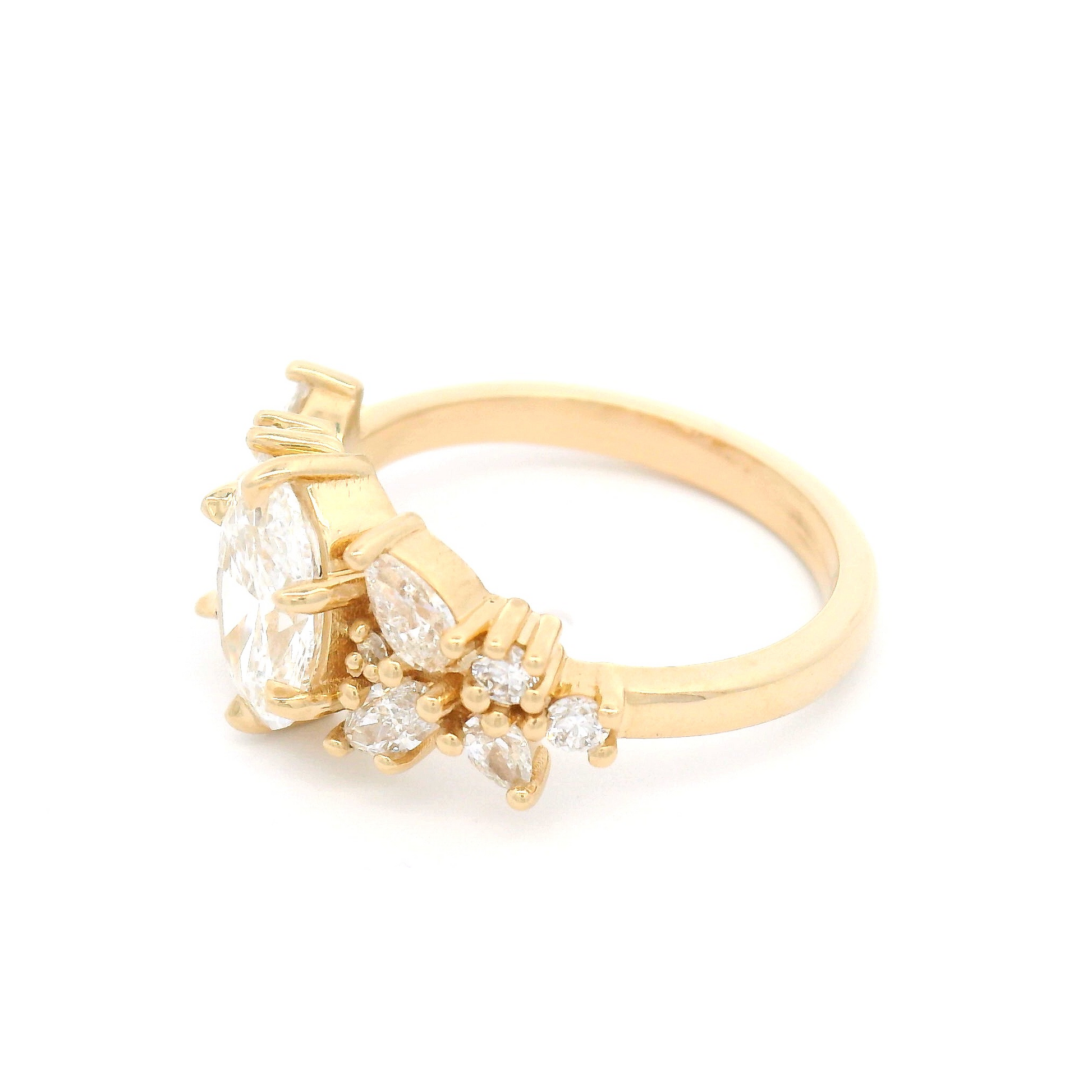 14k Yellow Engagement Ring with 1.23ct Oval Lab Grown Diamond and Accent Lab Diamonds