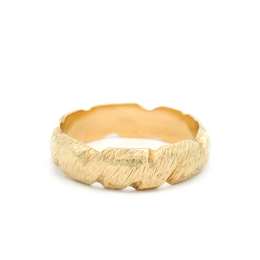 10k Yellow Etched 5mm Wide Wedding Band