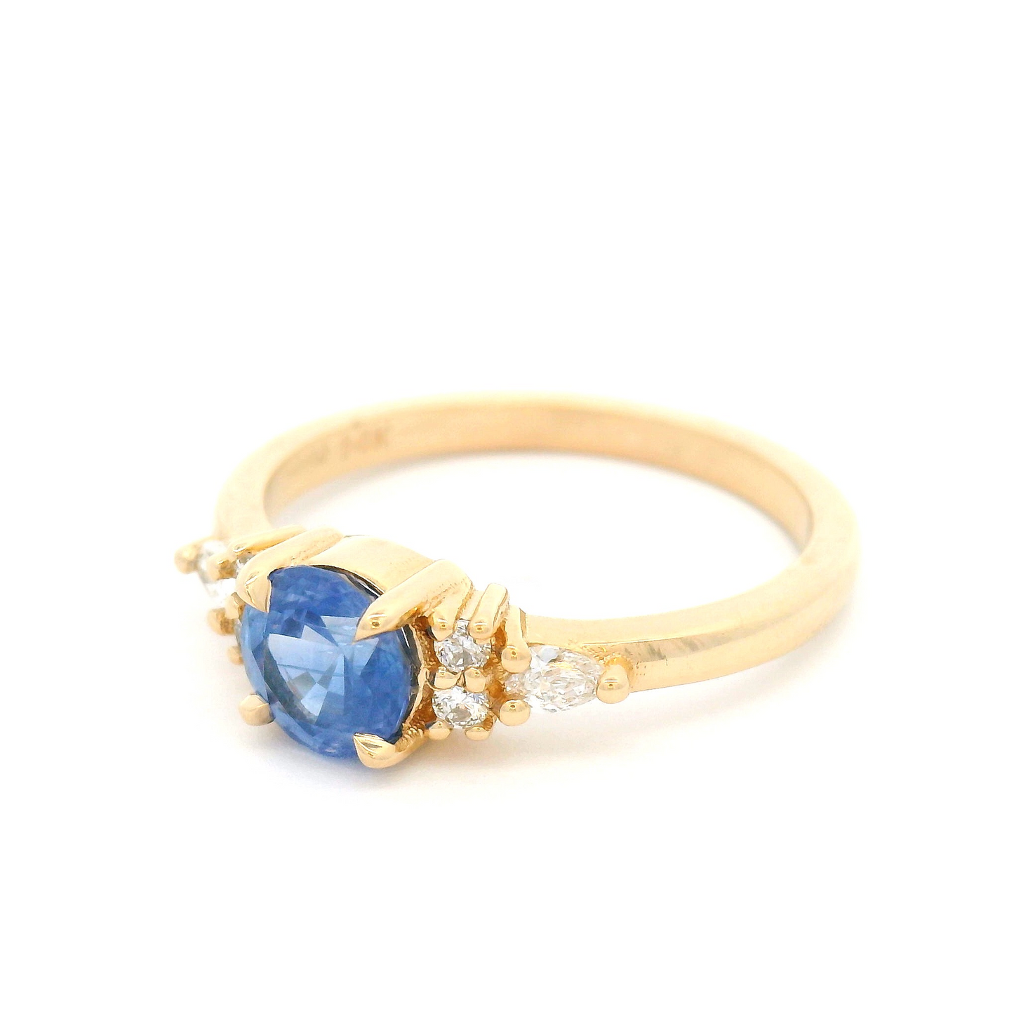 14k Yellow Engagement Ring with 0.92ct Blue Sapphire and Accent Lab-Grown Diamonds