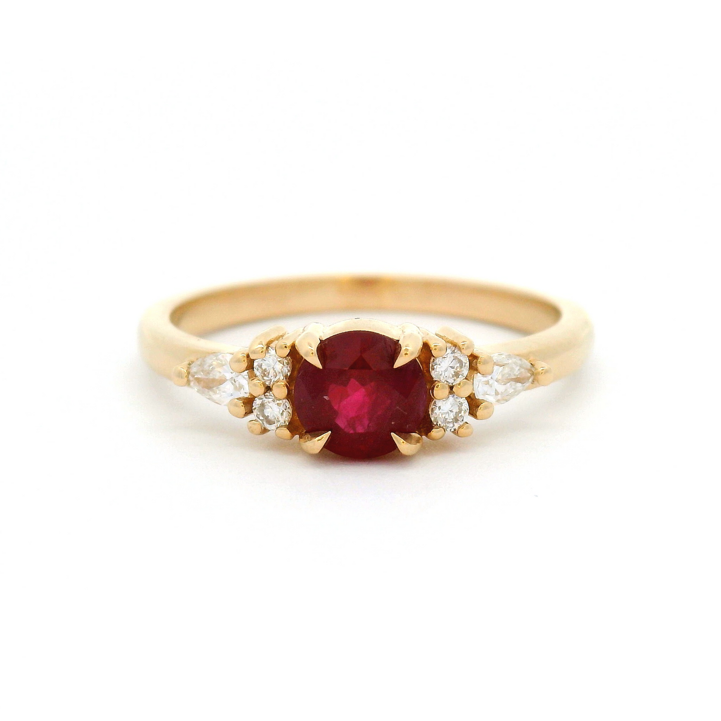 14k Yellow Engagement Ring with 0.65ct Ruby and Accent Lab-Grown Diamonds