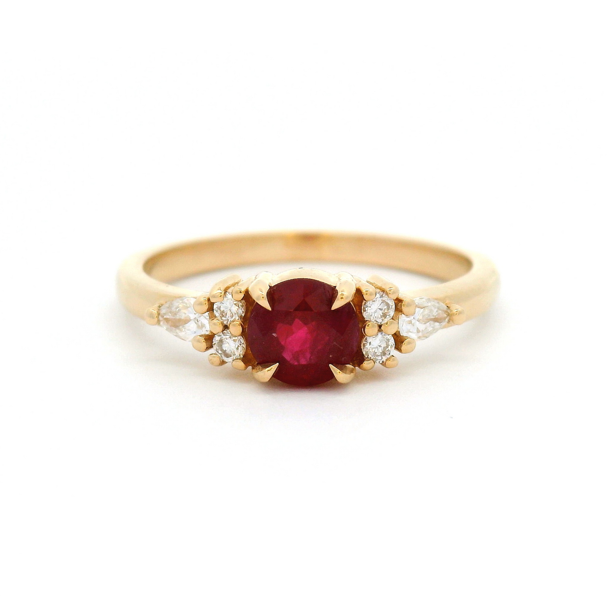 14k Yellow Engagement Ring with 0.65ct Ruby and Accent Lab-Grown Diamonds