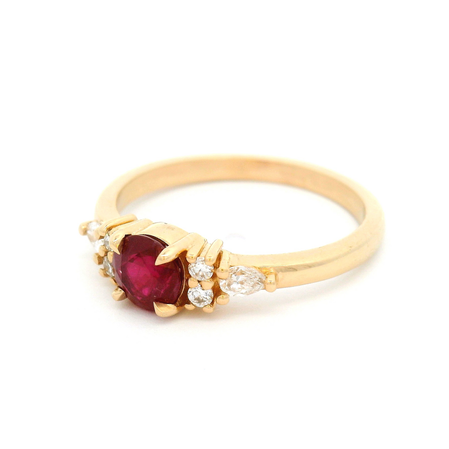 14k Yellow Engagement Ring with 0.65ct Ruby and Accent Lab-Grown Diamonds