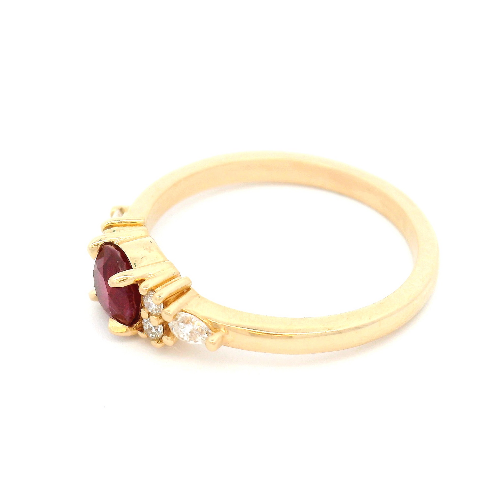14k Yellow Engagement Ring with 0.65ct Ruby and Accent Lab-Grown Diamonds
