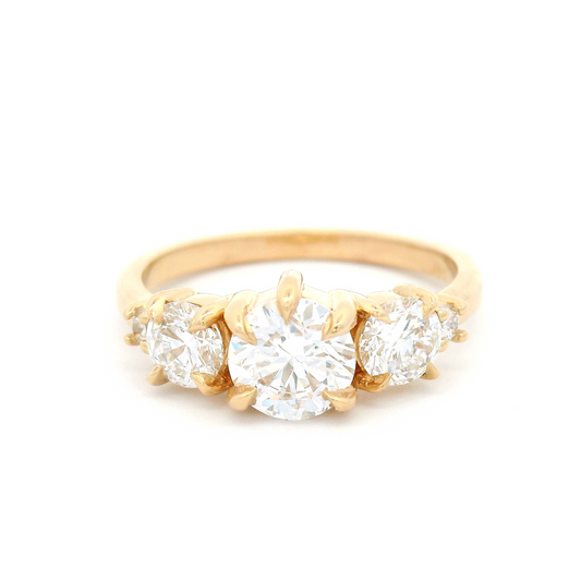 14k Yellow Five Stone Engagement Ring with 1.42cts Lab Grown Diamonds