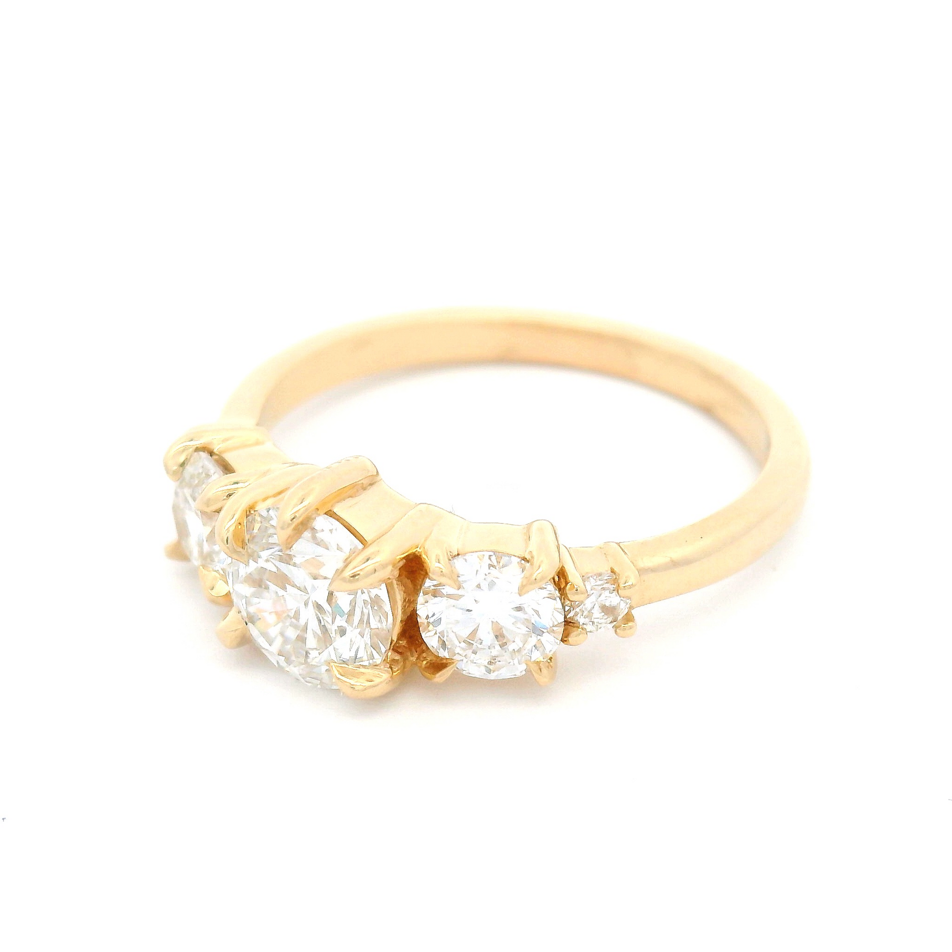 14k Yellow Five Stone Engagement Ring with 1.42cts Lab Grown Diamonds