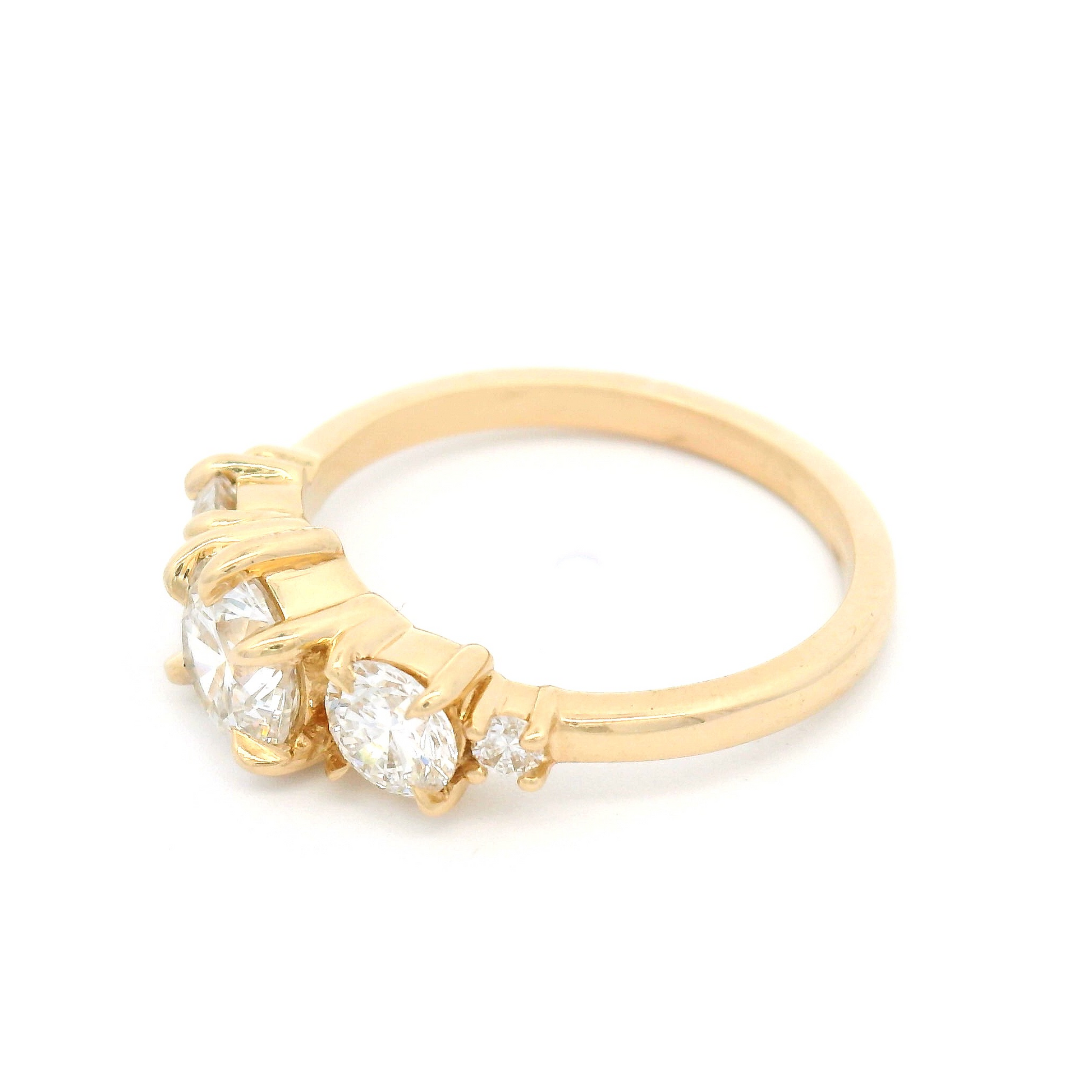 14k Yellow Five Stone Engagement Ring with 1.42cts Lab Grown Diamonds