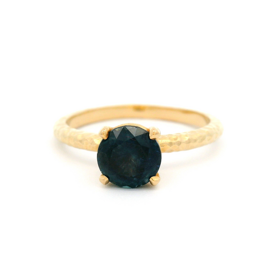 14k Yellow Solitaire with 1.27ct Round Blue Sapphire