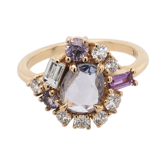 Mauve Cluster Engagement Ring